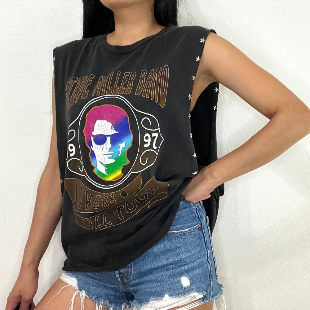 Vintage Reworked Reclaimed Steve Miller Band Embellished Oversize Tank Top Large